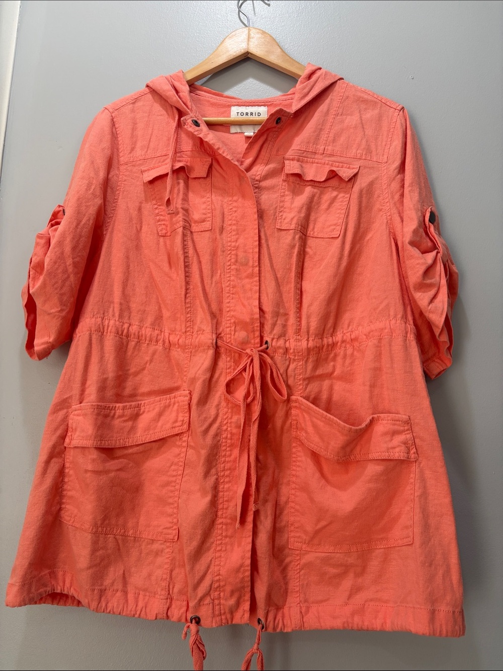 torrid Coral Lightweight Utility Anorak Jacket size O or Large
